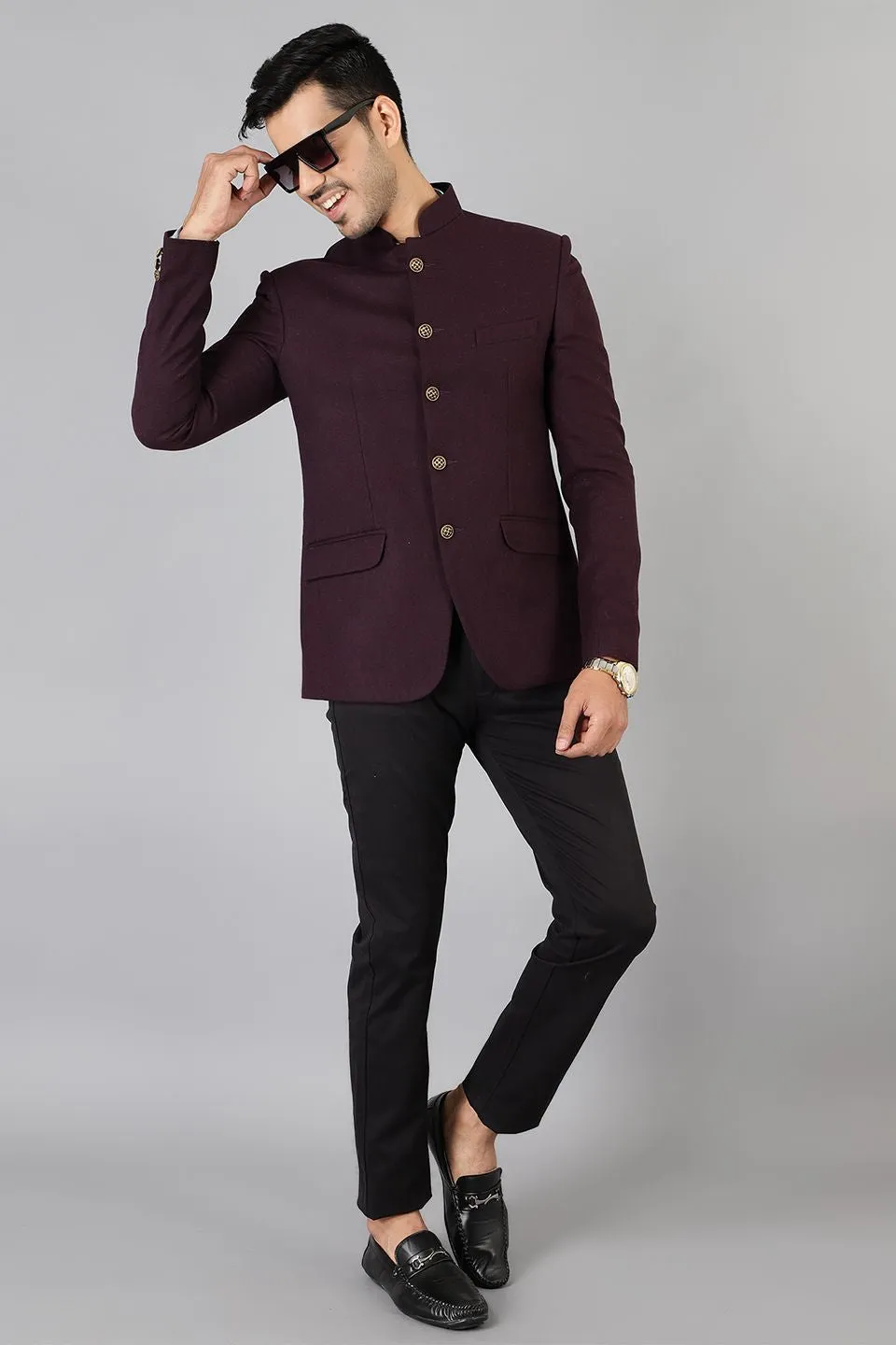 Wool Purple Bandhgala