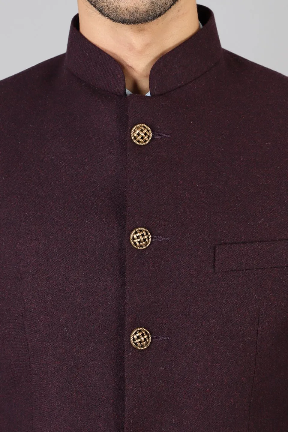 Wool Purple Bandhgala