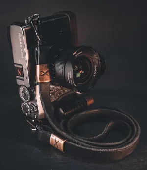 X Leather Camera Strap  Black - Copper X 15mm