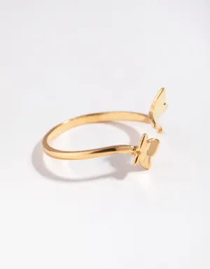 Yellow Gold Plated Sterling Silver Open Butterfly Ring