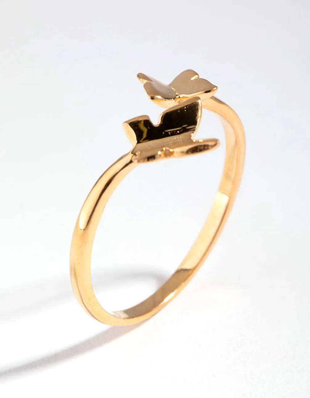 Yellow Gold Plated Sterling Silver Open Butterfly Ring