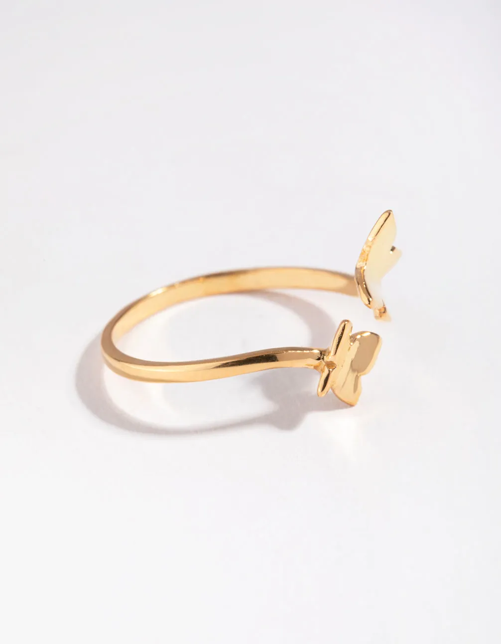 Yellow Gold Plated Sterling Silver Open Butterfly Ring